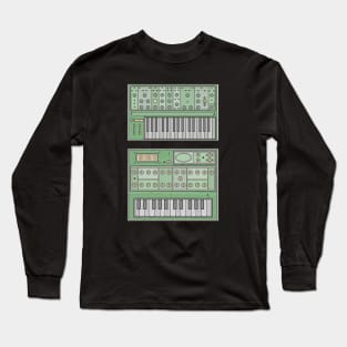 Green Retro Synthesizer Long Sleeve T-Shirt